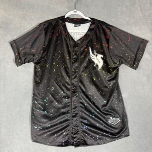 Illenium Las Vegas 2019 Baseball Jersey Black Rainbow Splatter Mens Large L 3
